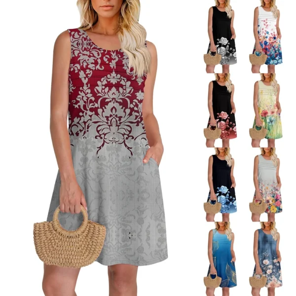 Women's Casual Sundress With Pockets Summer Boho Beach Dress,Holiday Hresses