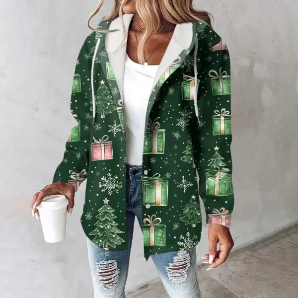 Women's Coat Casual And Fashionable Composite Thick And Warm Printed Hooded - Image 13