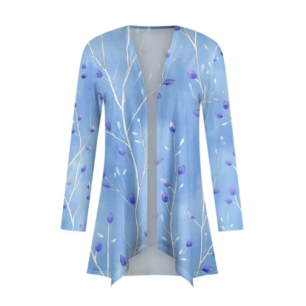 Women's Fashion Casual Vintage Floral Printed Mid-Length Cardigan Jacket - Image 11