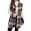Women's Plaid Sleeveless Waistcoat Fashion Loose Women's Woolen Coat - Image 3