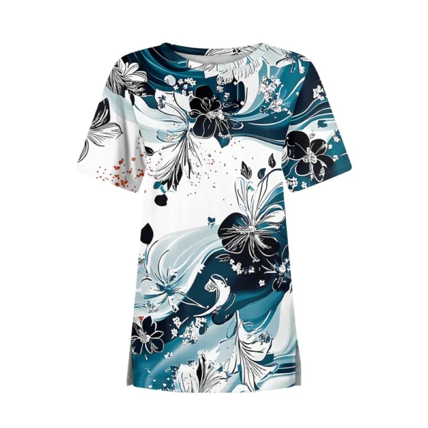 Women's Casual Fashion Printed Loose Daily Round Neck Short Sleeved T-Shirt - Image 9