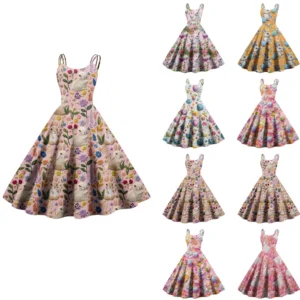 Women's Printed Sundresses Fashion Casual Loose Summer Easter Dresses Dress