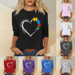 Women's Basic Printed Fashion Casual Easter Plus Size Tops 3/4 Sleeve Pullover