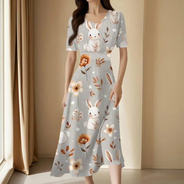 Women's Easter Loose Casual Sundresses Dresses Fashion Summer Printed Dress - Image 16