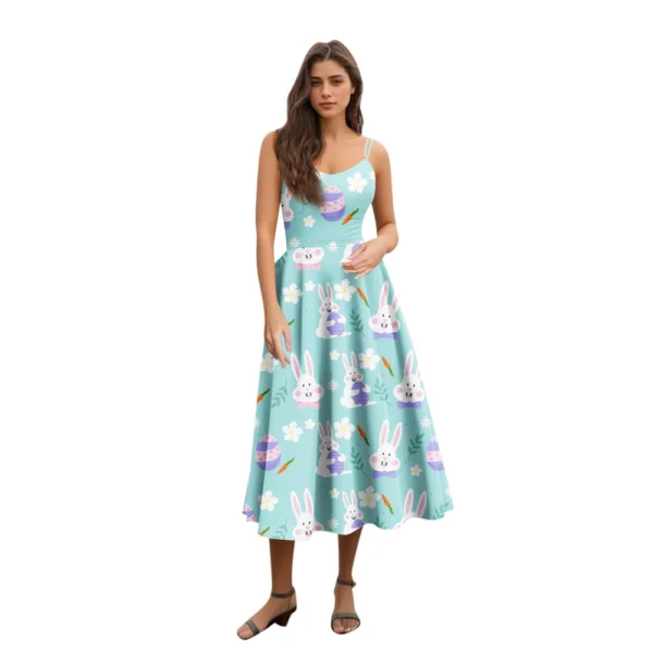 Women's  Casual Fashion Flower Print Sexy Off Shoulder Punk Retro Skirt - Image 11