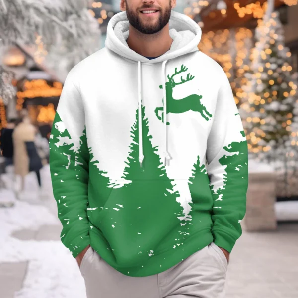 Men's Print Plush Warm Coat Fleece Sweater Casual Coat Pocket Sweater Winter - Image 19