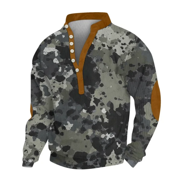 Men's Print Plush Warm Coat Fleece Sweater Casual Coat Pocket Sweater Winter - Image 17