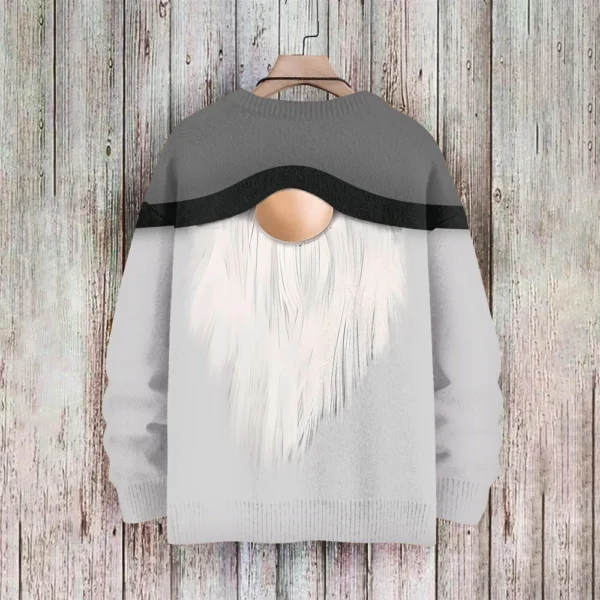 Men's Christmas Print Faux Sweater, Crewneck Sweatshirt, Loose Long-sleeved Top - Image 12