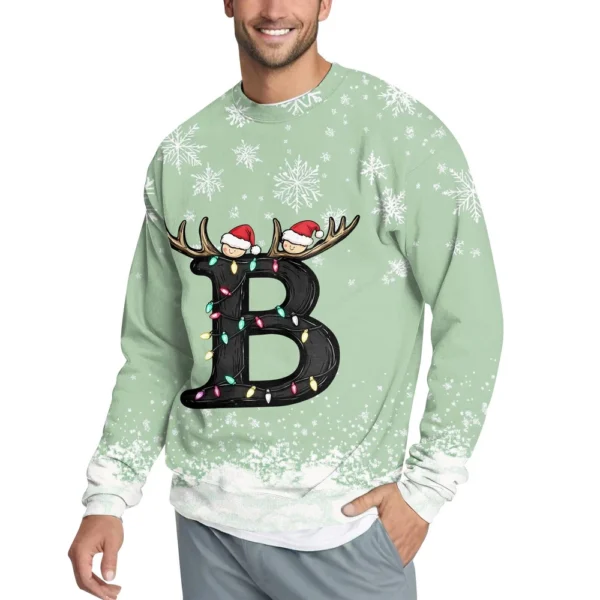 Men's Casual Fashion Comfortable Christmas Printed Round Neck Pullover - Image 8