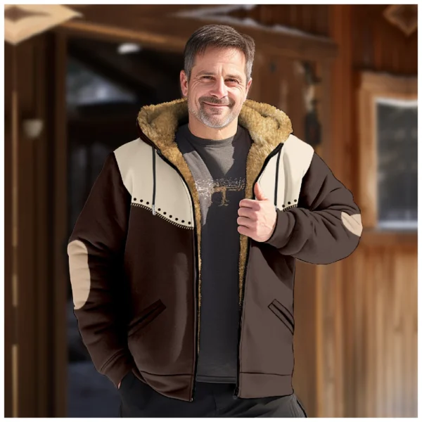 Men's Winter Print Jacket Men's Casual Trend Zipper Hooded Jacket - Image 13