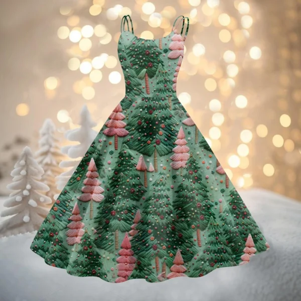 Women's Fashion Christmas Printed Sexy Strapless Gothic Cocktail Dress Punk, - Image 19