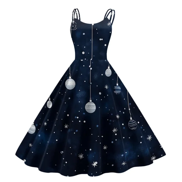 Women's Christmas Printed Punk Fashion Sexy Strapless Dress Gothic Cocktail - Image 37