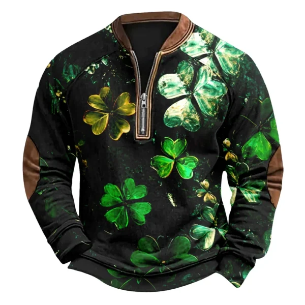 Men's St. Patrick's Day Vintage Casual Zip Sweatshirt Outdoor Casual Top - Image 6