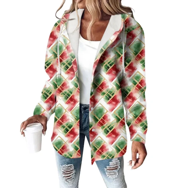 Women's Coat Casual And Fashionable Composite Thick And Warm Printed Hooded - Image 14