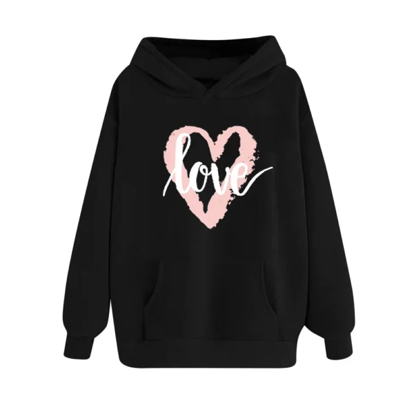 LOVE Women's Fashion Casual Pullover Hoodie Valentine's Day Printed - Image 12