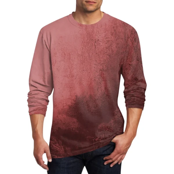 Men's T Shirt O-Neck Clothing Apparel Outdoor Long Sleeve Print Fashion - Image 29