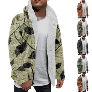 Men'S Winter Zipper Hooded Fleece Sweatshirt With Patch Pocket Casual Jacket