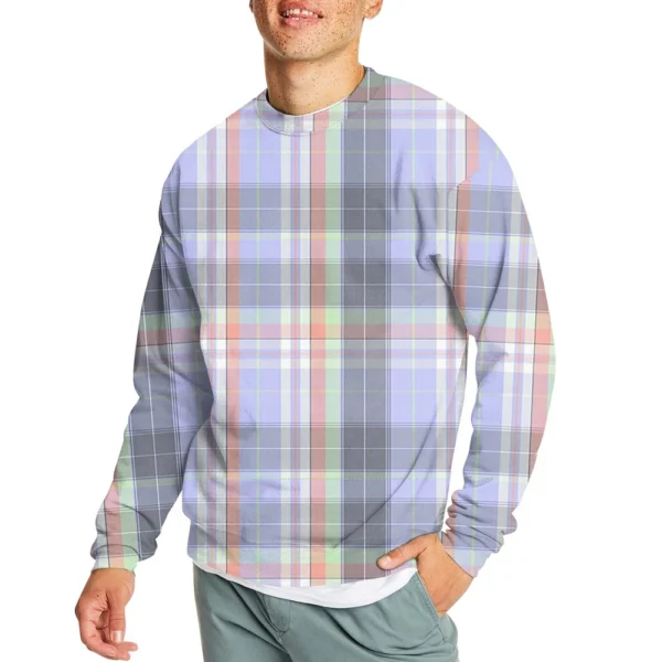 Men's Casual Fashion Comfortable Plaid Round Neck Pullover Sweatshirt Sweatshirt - Image 4