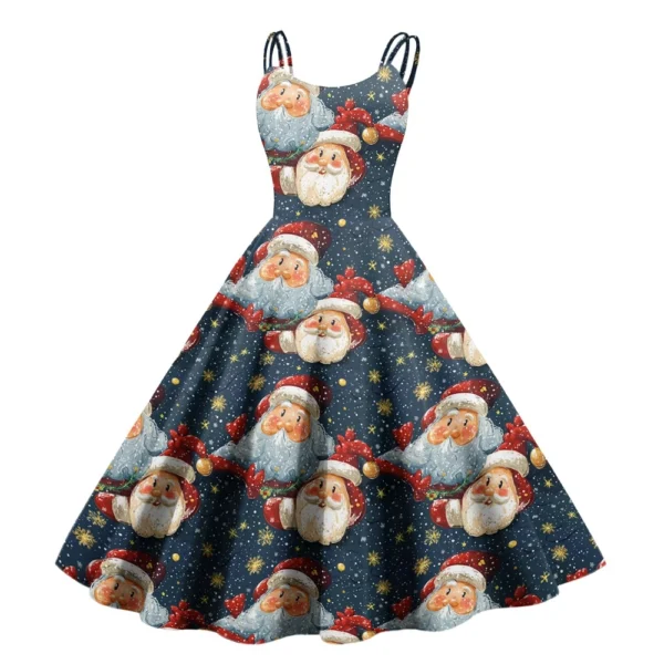 Women's Punk Christmas Strapless Gothic Cocktail Printed Fashion Dress Sexy - Image 22