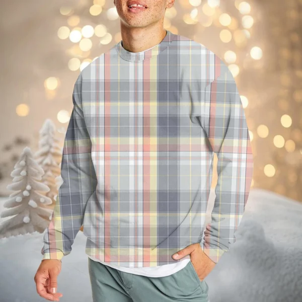 Men's Casual Fashion Comfortable Plaid Round Neck Pullover Sweatshirt Sweatshirt - Image 19
