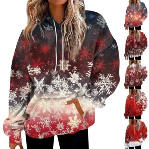 Women'S Fashion Hoodies & Sweatshirts Long Sleeve Drawstring Hoodies Christmas
