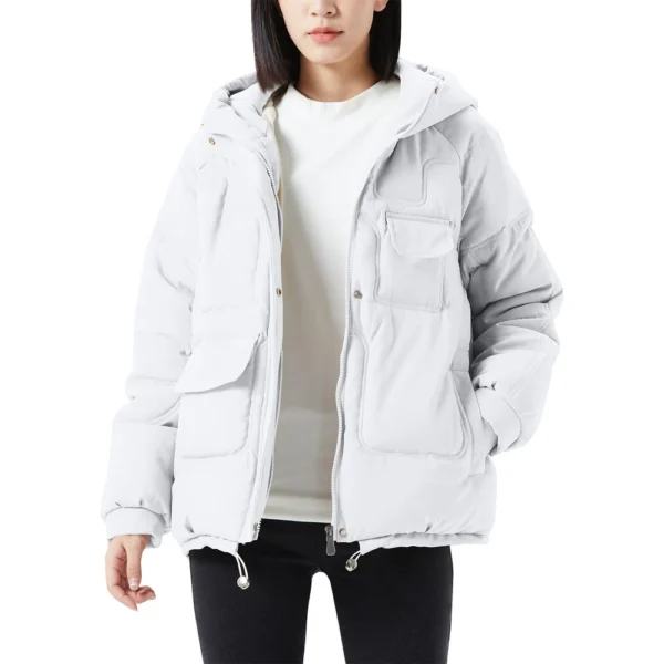 Women's Casual Warm Versatile Large Collar Solid Color Thickened Cotton Coat - Image 4