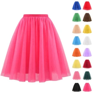 Women's Fashion Solid Color Half Skirt Party Ballet Puff Skirt Mesh Skirt