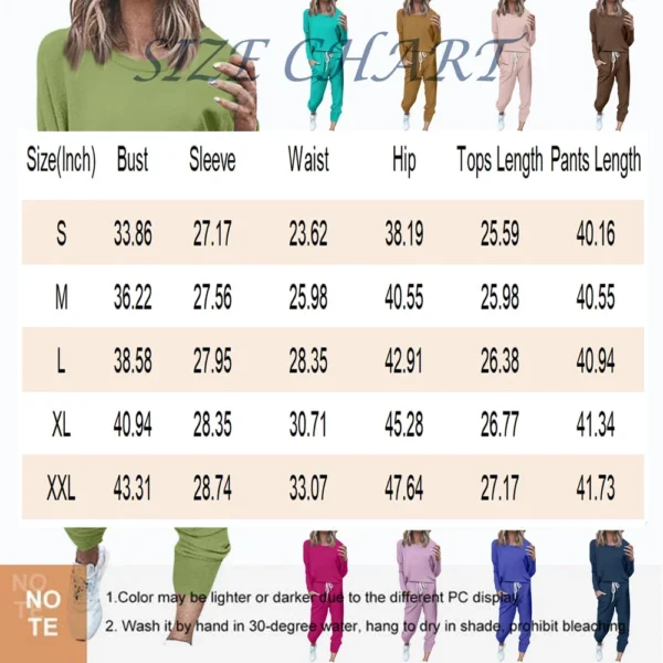 Women's Sportswear 2-piece Crewneck Jogger Sweatpants Yoga Workout Tracksuit Set - Image 2
