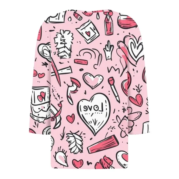 Women's T Shirt Tee Valentine's Day Print Button 3/4 Sleeve Daily Weekend - Image 11