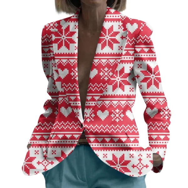 Unisex Winter Christmas Prints Suit Jackets Unisex Casual Fashion Button Jackets - Image 11