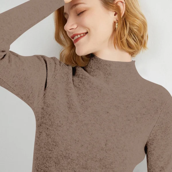 2024 Women's Sweaters Half Turtleneck Thin Long Sleeve Causal Pullover Sweater - Image 19