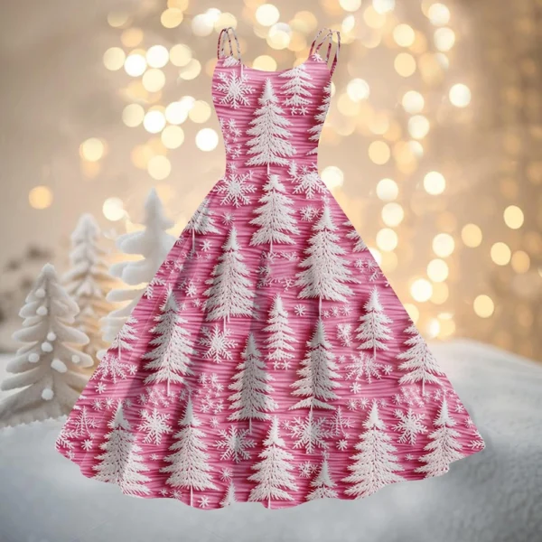 Women's Fashion Christmas Printed Sexy Strapless Gothic Cocktail Dress Punk, - Image 40