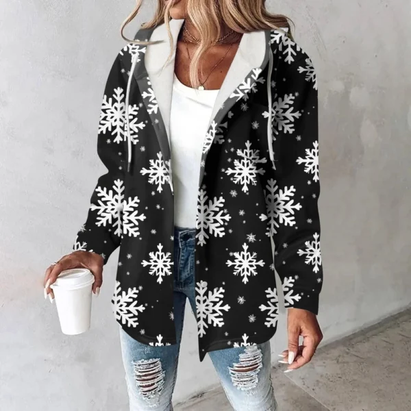 Women's Coat Casual And Fashionable Composite Thick And Warm Printed Hooded - Image 16