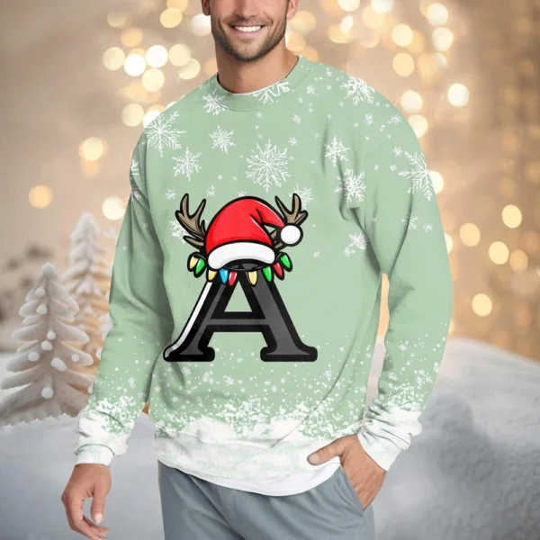 Men's Casual Fashion Comfortable Christmas Printed Round Neck Pullover - Image 43