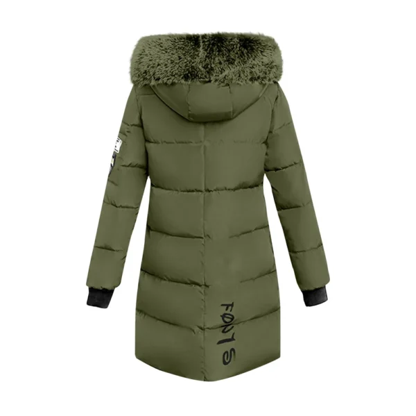 Women's Casual Warm Versatile Large Collar Solid Color Thickened Cotton Coat - Image 11