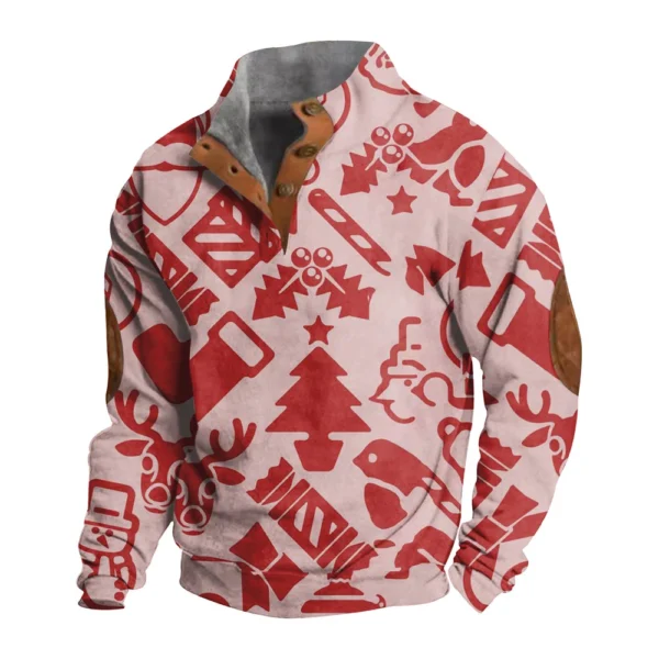 Men's Buttoned Sweatshirt With European And American Autumn/winter Printed Long - Image 19