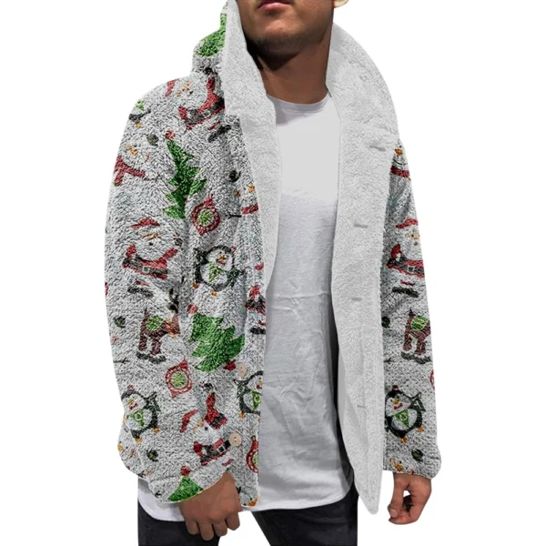 Men'S Winter Zipper Hooded Fleece Sweatshirt With Patch Pocket Casual Jacket - Image 4