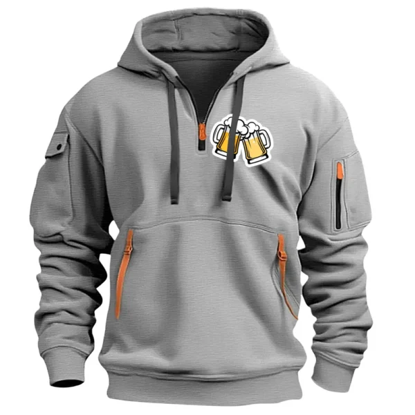 Men's Printed Sweatshirt Hoodie Zipper Arm Pocket Cardigan Men's Sports Large - Image 26