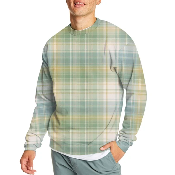 Men's Casual Fashion Comfortable Plaid Round Neck Pullover Sweatshirt Sweatshirt - Image 20