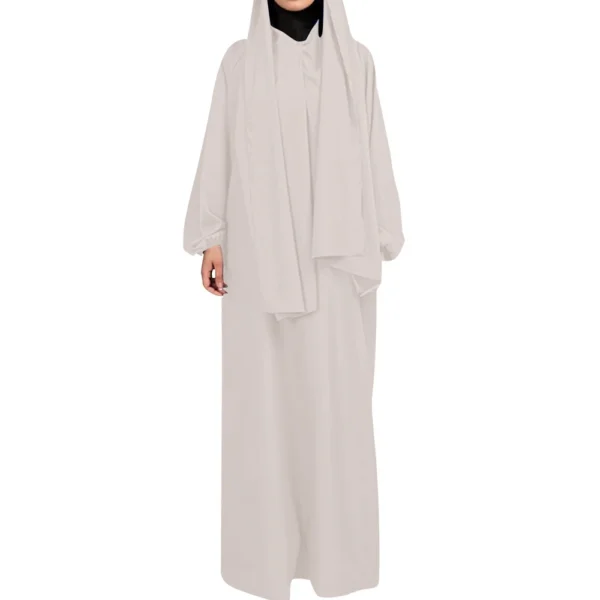 Muslim Women's Solid Color Robe Casual Long Sleeve Tie Waist Dresses - Image 10
