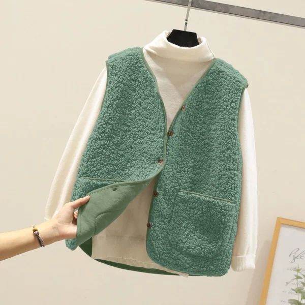 Women's Fashion Casual Loose Lamb Wool Female Short   Winter  Vest - Image 31