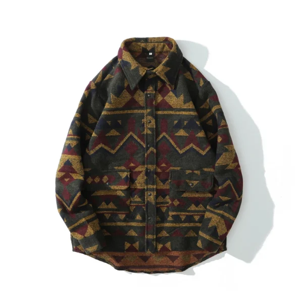 Retro Ethnic Long Sleeved Shirt Men'S Street Loose Fashion Jacket - Image 28