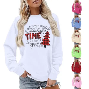 Women's Fashion Casual Round Neck Loose Long Sleeve Solid Color Sweatshirt