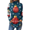 Women's Casual Pullover High Neck Christmas Long Sleeve Printed Fashion T-Shirt - Image 8