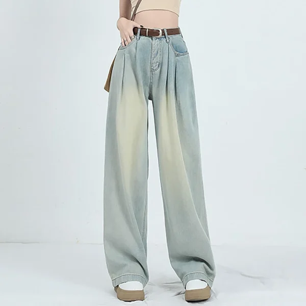 Ladies Fashion Retro Personality Wash Old High-Waisted Retro Loose Straight Leg - Image 11