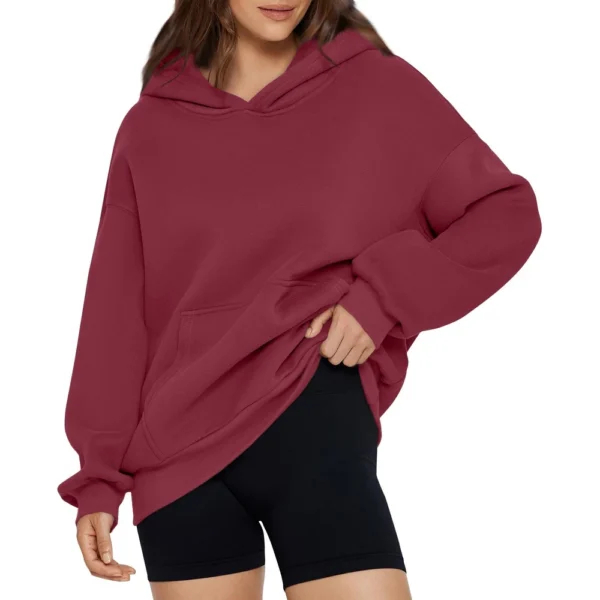 Women's Fashion Spring Hooded Sweatshirt Casual Pocket Top Loose Pullover - Image 4