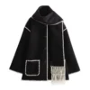 Women's scarf with patchwork tweed coat - Image 4