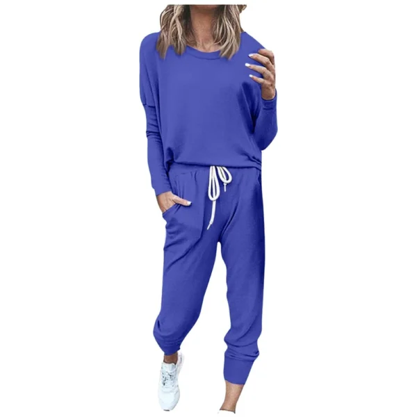 Women's Sportswear 2-piece Crewneck Jogger Sweatpants Yoga Workout Tracksuit Set - Image 34