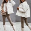 Long sleeve buttons decorated cotton-padded dresses for women - Image 18