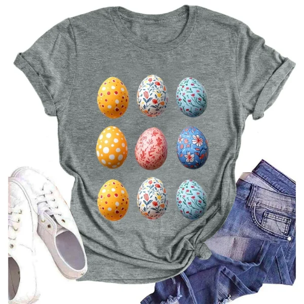 Women's Short Sleeved Casual Daily Round Neck Printed Fashion Loose T-Shirt - Image 20